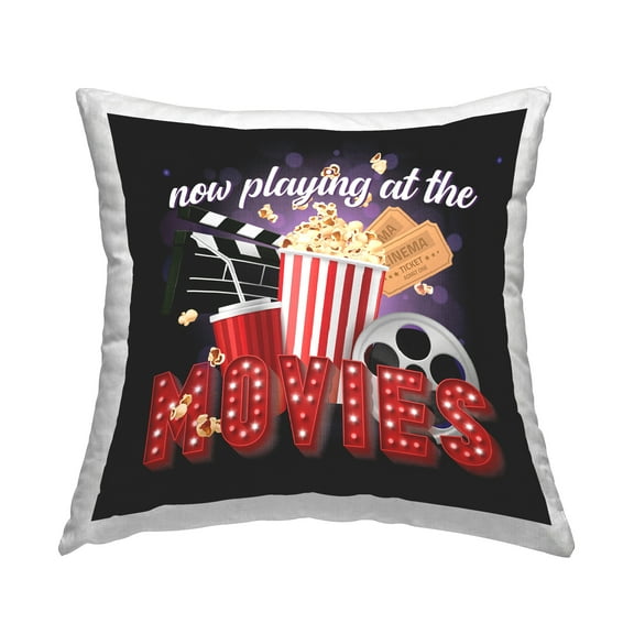 Stupell Industries Vintage Now Playing Movies Printed Throw Pillow Design by Lux + Me Designs