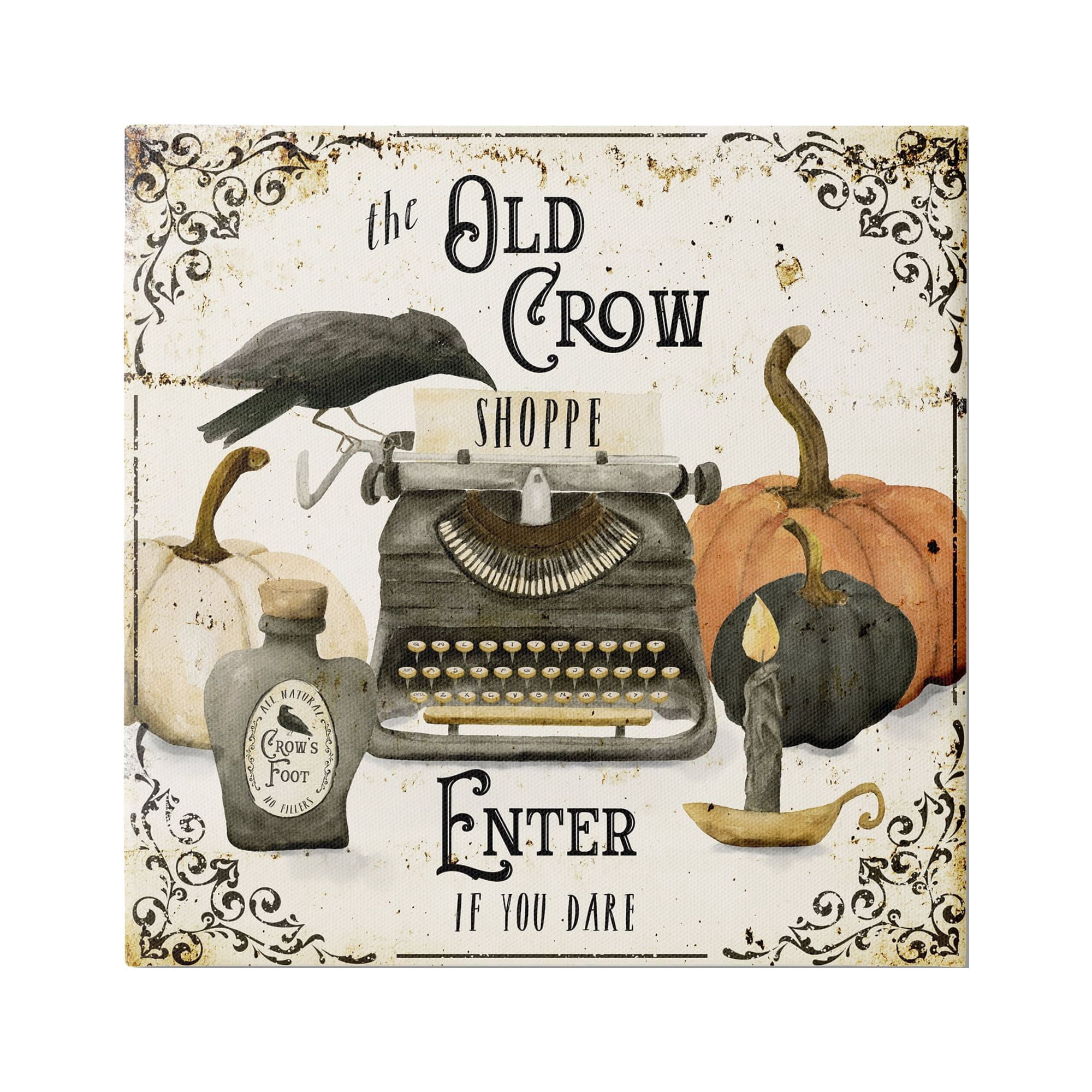 Stupell Industries Vintage Old Crow Shoppe Holiday Painting Gallery Wrapped Canvas Art Print Wall Art, 17 x 17