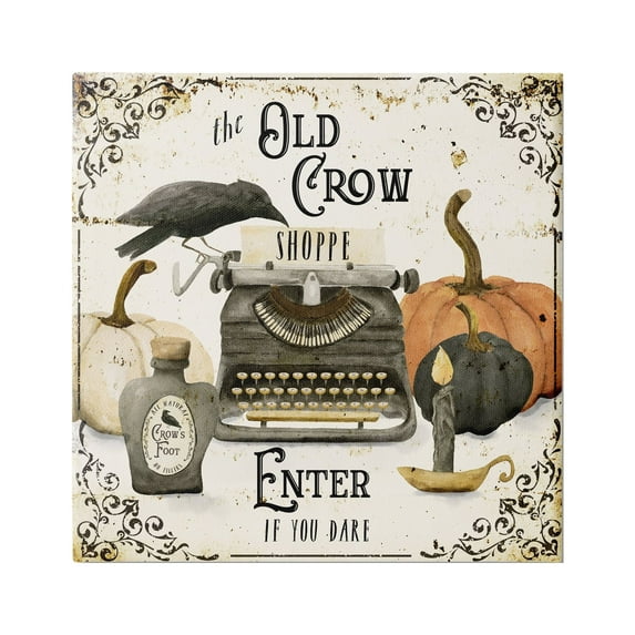 Stupell Industries Vintage Old Crow Shoppe Holiday Painting Gallery Wrapped Canvas Art Print Wall Art, 24 x 24