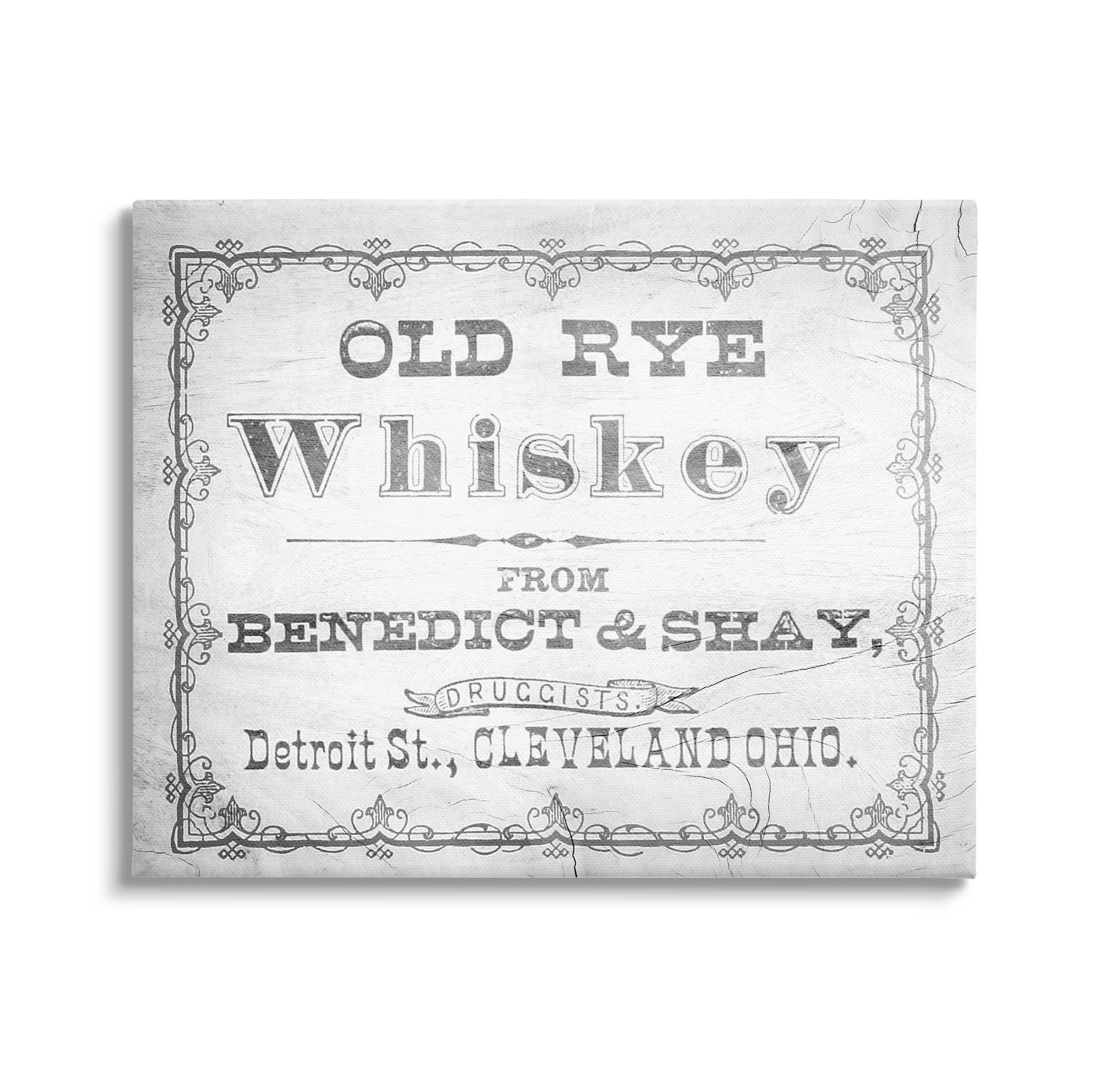 Stupell Industries Vintage Old Rye Whiskey Graphic Art Gallery Wrapped Canvas Print Wall Art, Design by Lil' Rue
