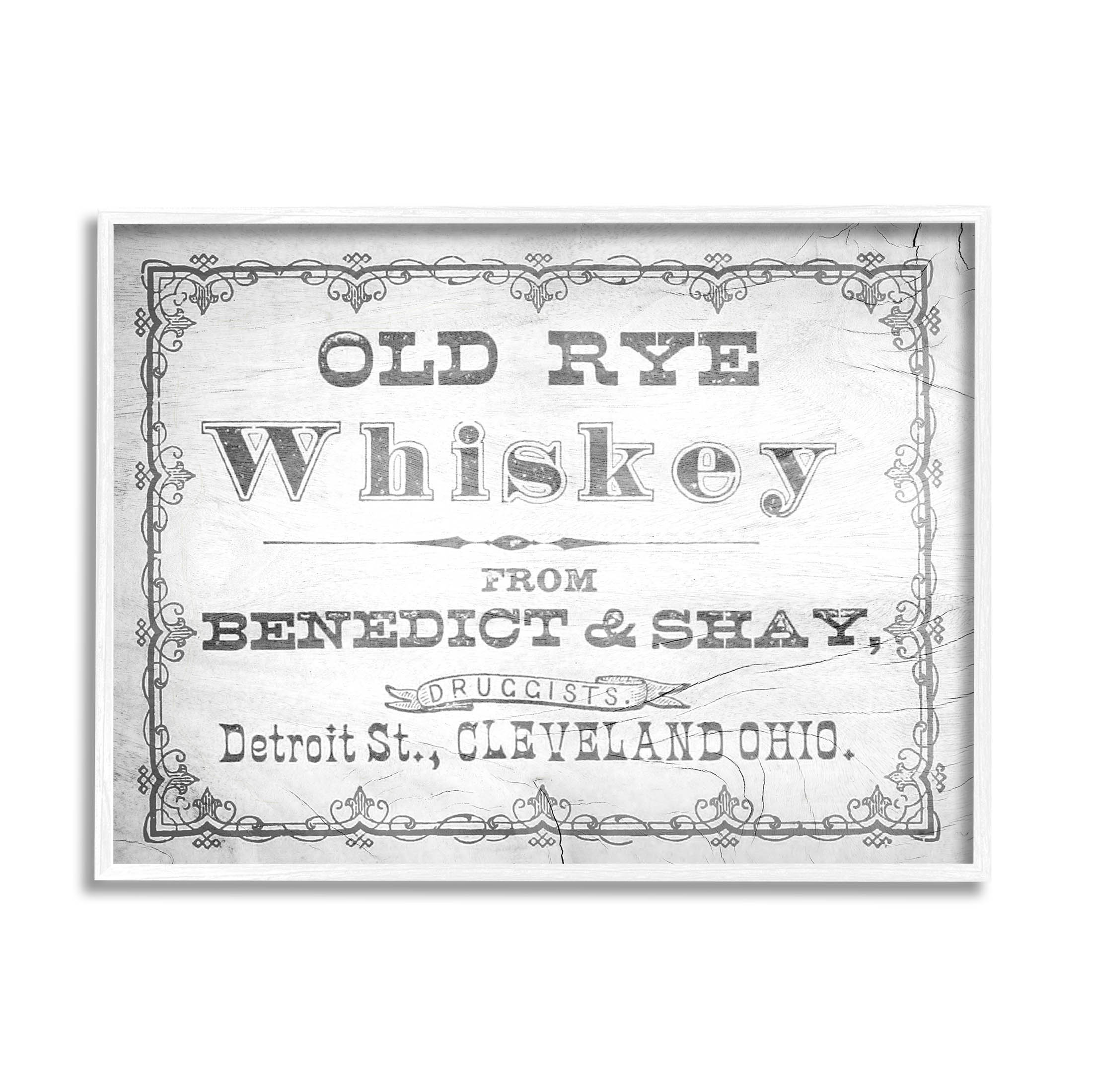 Stupell Industries Vintage Old Rye Whiskey Graphic Art White Framed Art Print Wall Art, Design by Lil' Rue