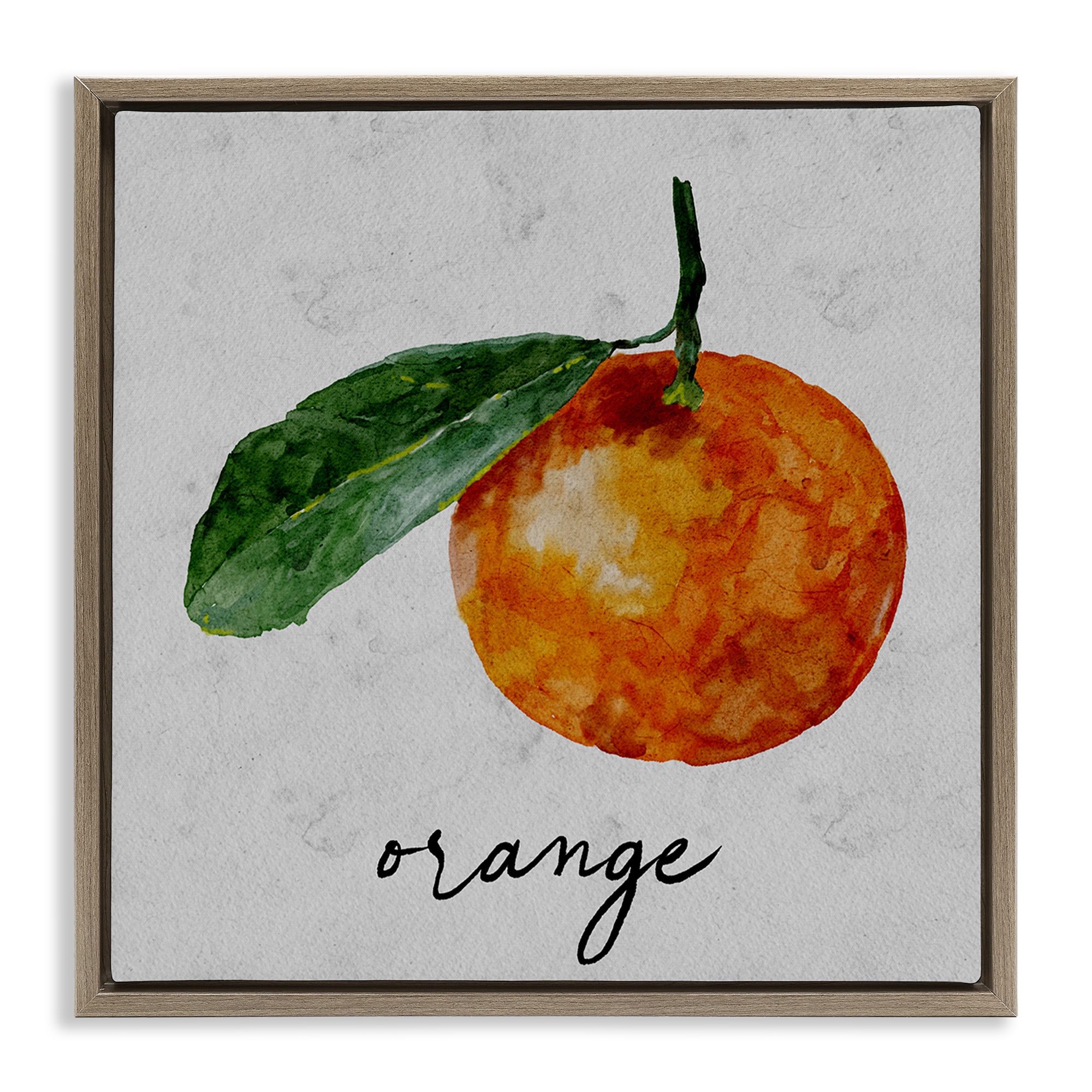 Stupell Industries Vintage Orange with Leaf Food & Beverage Painting Brown Floater Framed Canvas Art Print Wall Art, 18 x 18