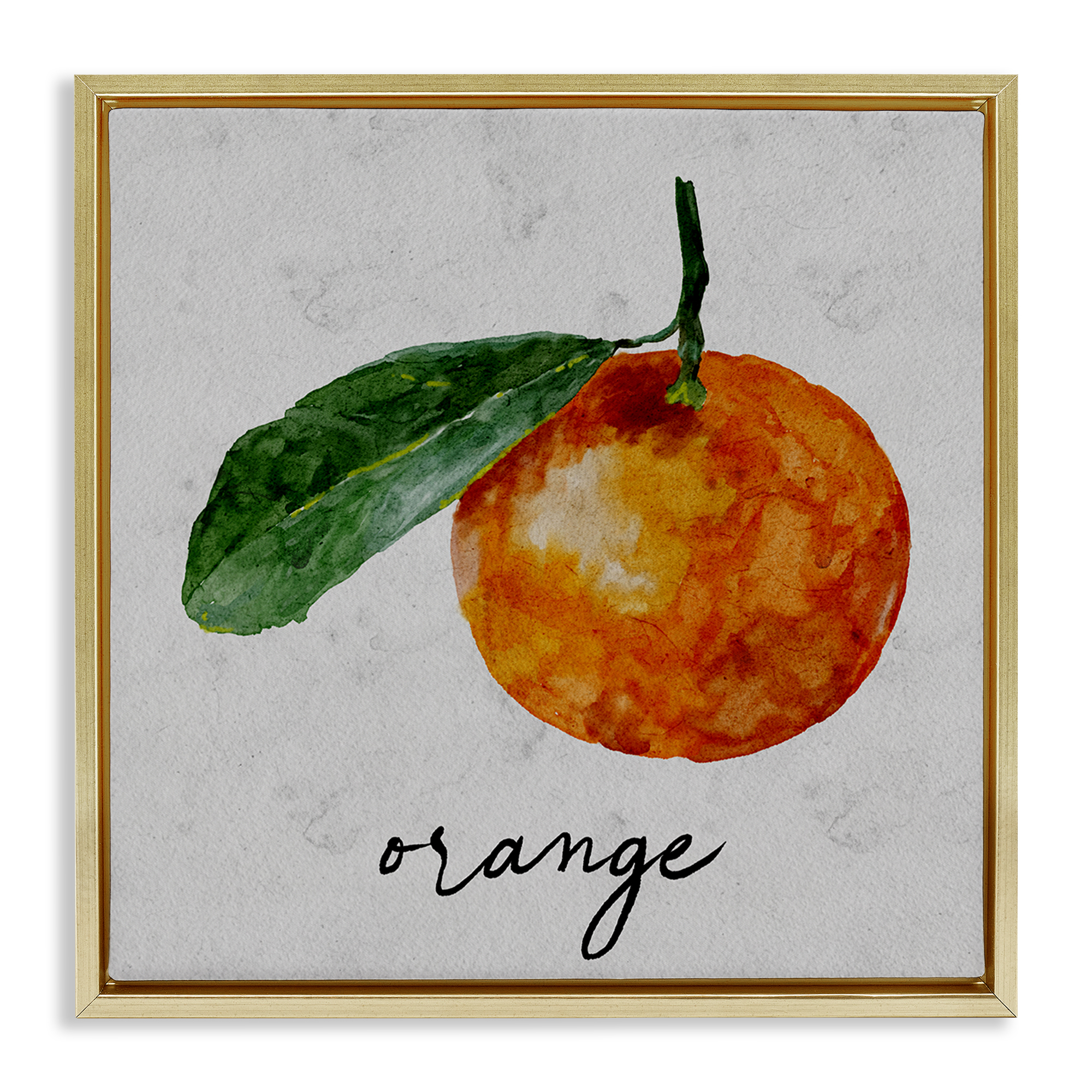 Stupell Industries Vintage Orange with Leaf Food & Beverage Painting Gold Floater Framed Canvas Art Print Wall Art, 18 x 18