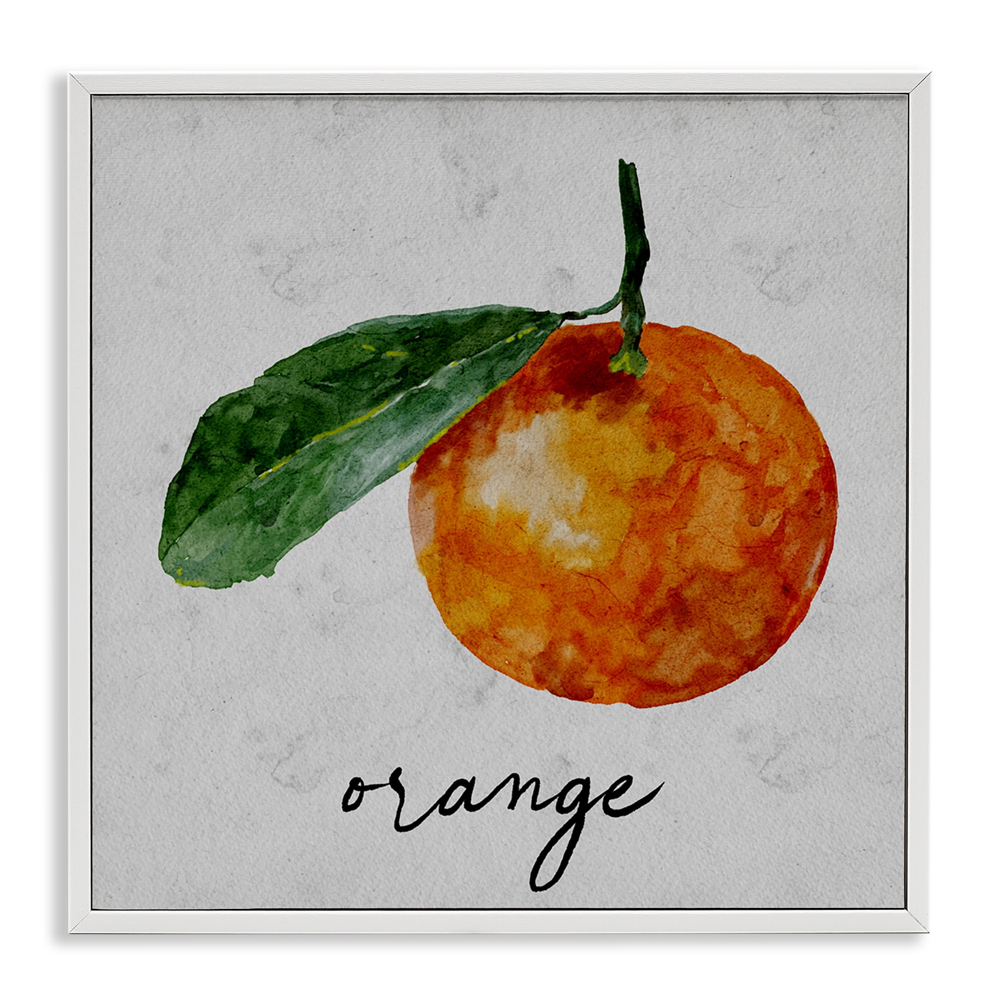 Stupell Industries Vintage Orange with Leaf Food & Beverage Painting White Framed Art Print Wall Art, 17 x 17