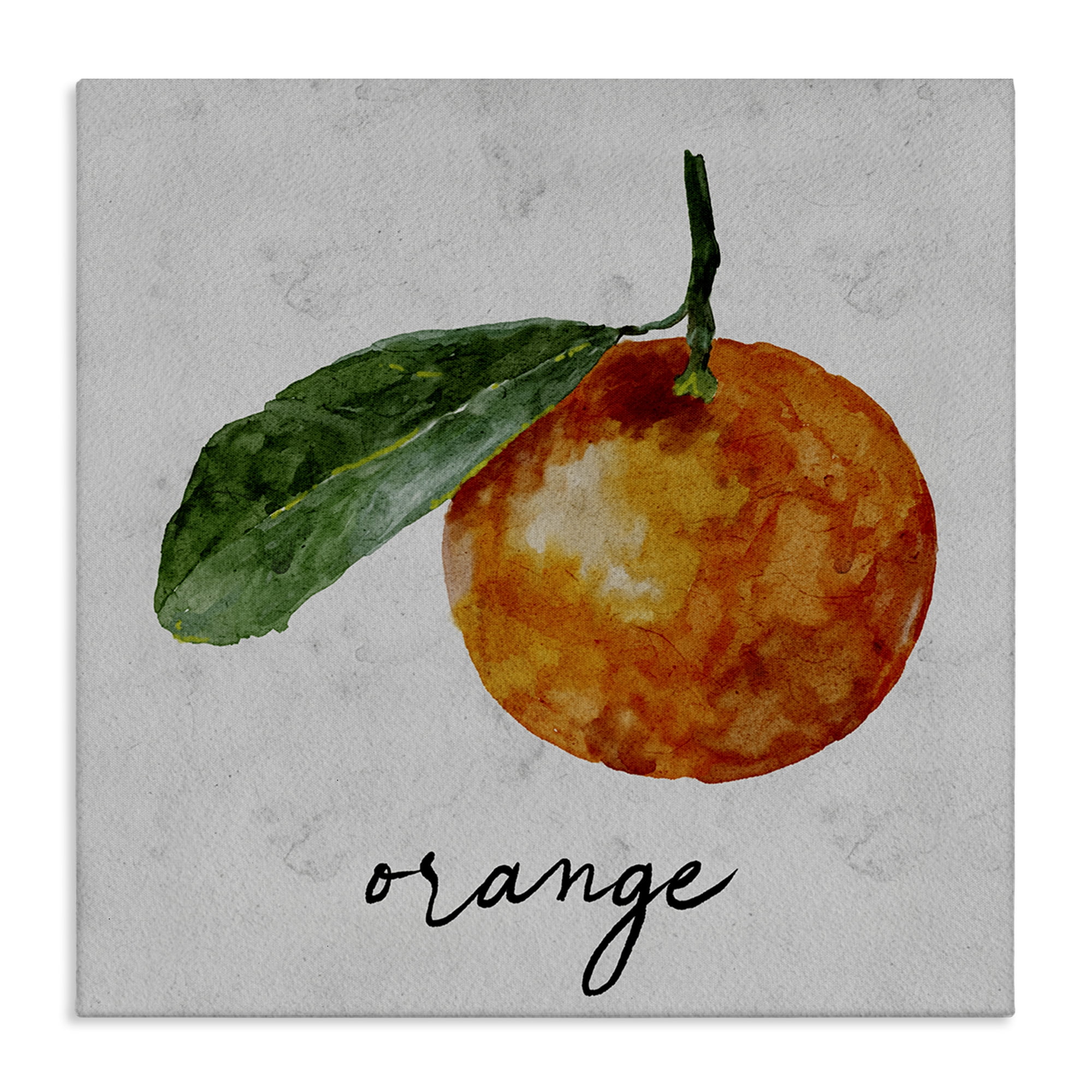 Stupell Industries Vintage Orange with Leaf Food & Beverage Painting Wrapped Canvas Art Print Wall Art, 24 x 24