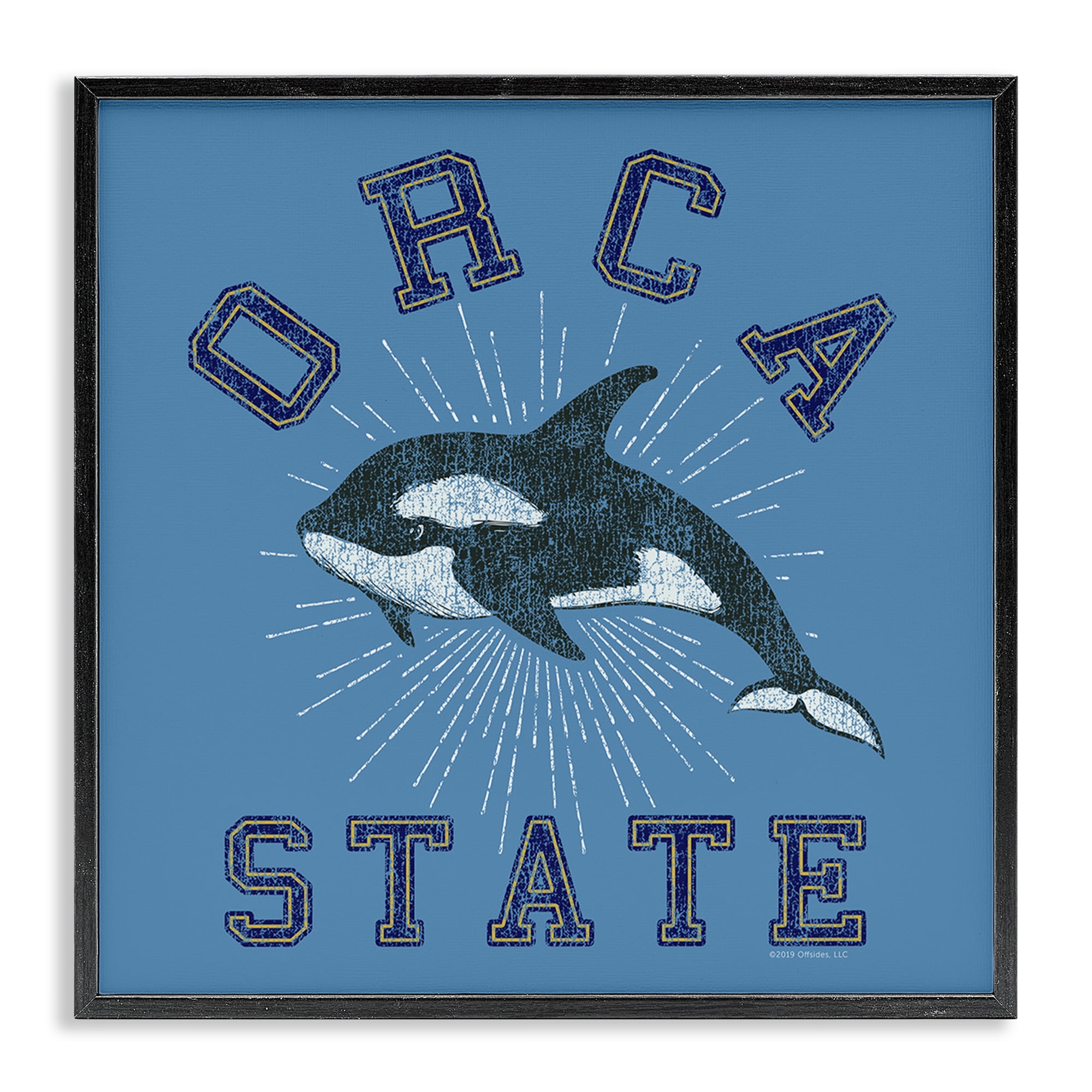 Stupell Industries Vintage Orca State Animals Painting Black Framed Art Print Wall Art, 12 x 12