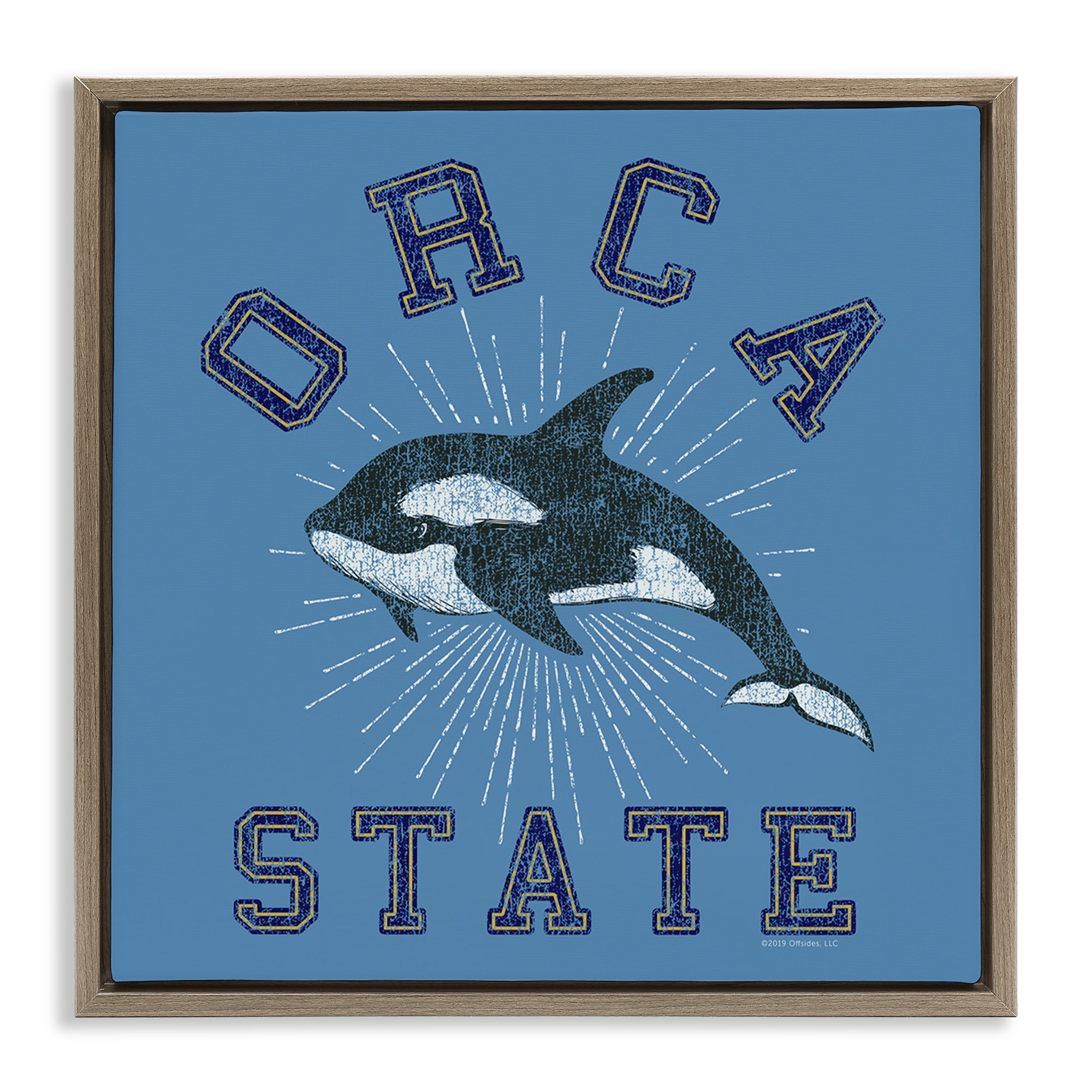 Stupell Industries Vintage Orca State Animals Painting Brown Floater Framed Canvas Art Print Wall Art, 18 x 18