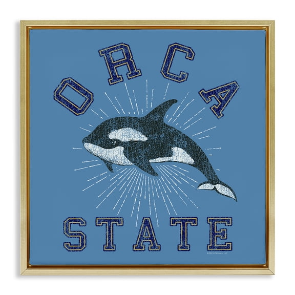 Stupell Industries Vintage Orca State Animals Painting Gold Floater Framed Canvas Art Print Wall Art, 25 x 25