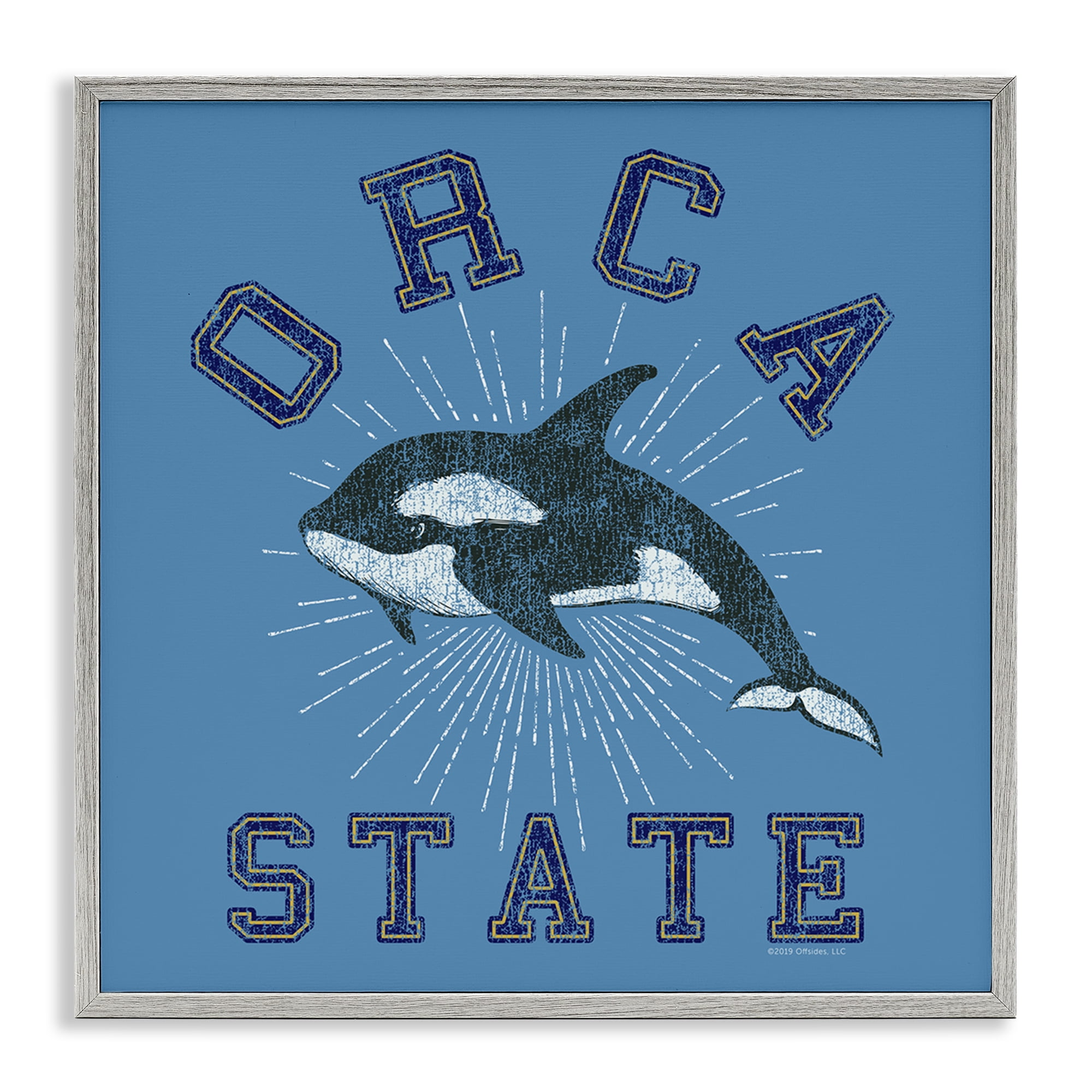 Stupell Industries Vintage Orca State Animals Painting Gray Framed Art Print Wall Art, 12 x 12