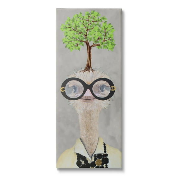 Stupell Industries Vintage Ostrich Fashion Tree Animals & Insects Painting Gallery Wrapped Canvas Print Wall Art