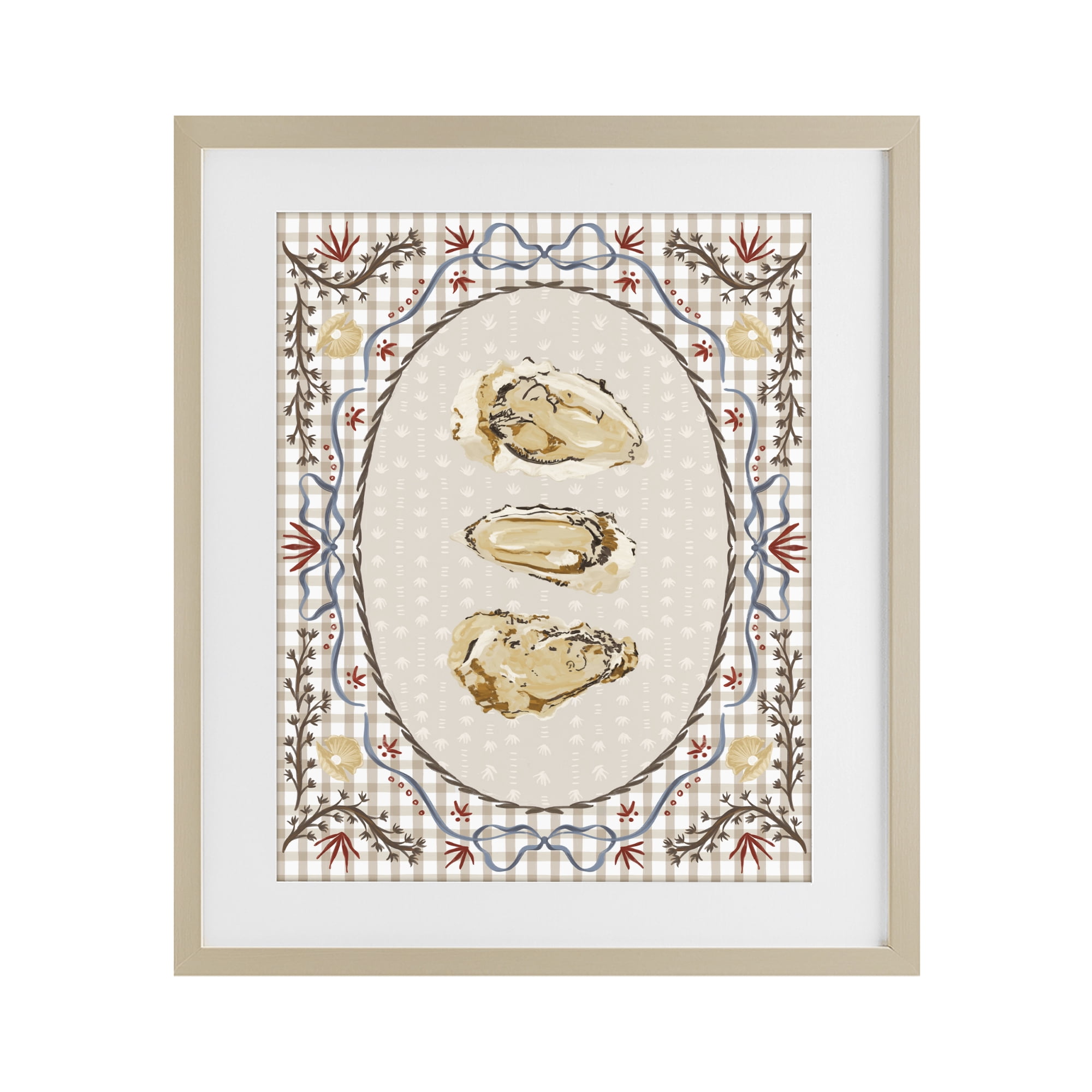 Stupell Industries Vintage Oyster Trio Birch Framed Print Under Glass, design by Vero Illustrates