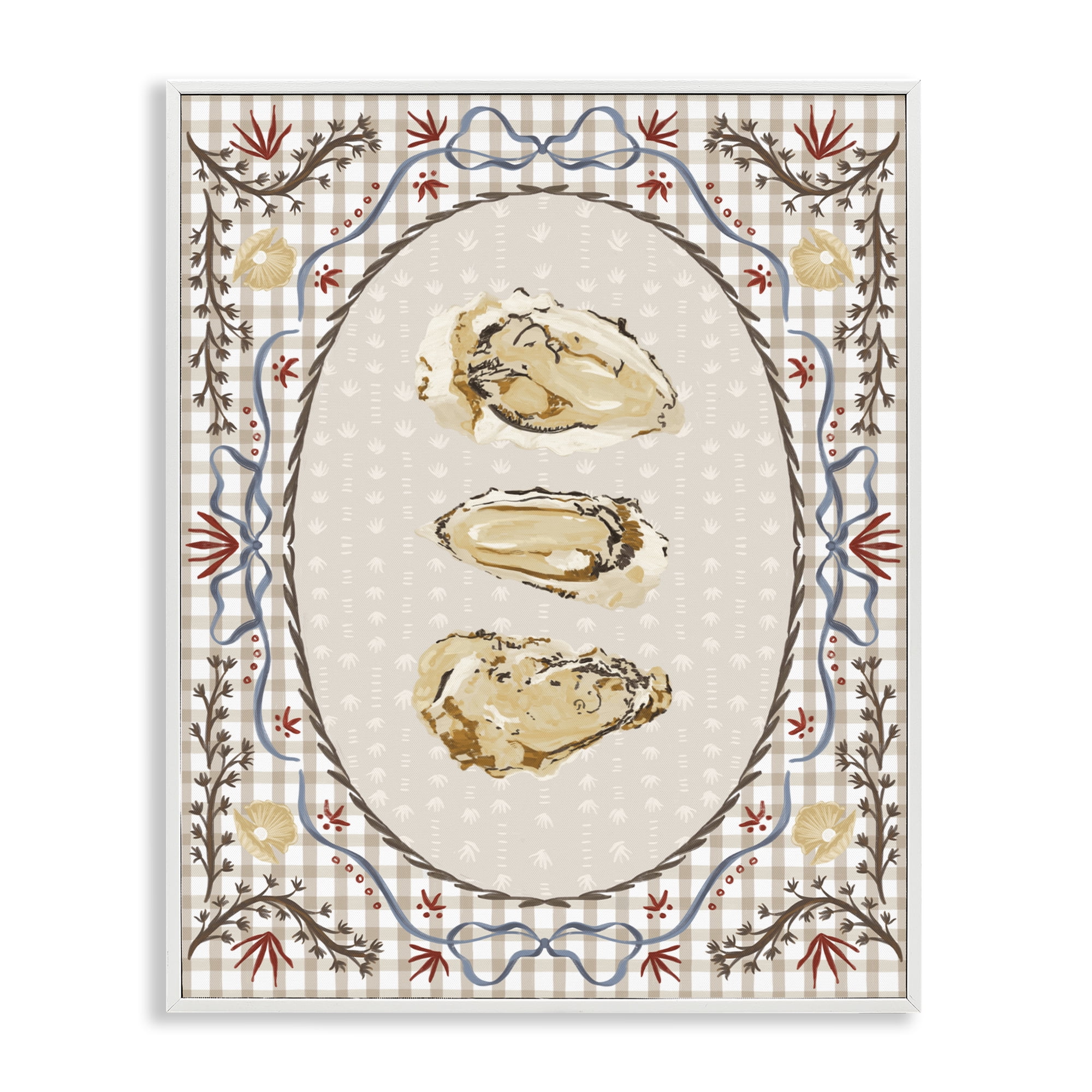 Stupell Industries Vintage Oyster Trio White Framed Giclee Art, design by Vero Illustrates