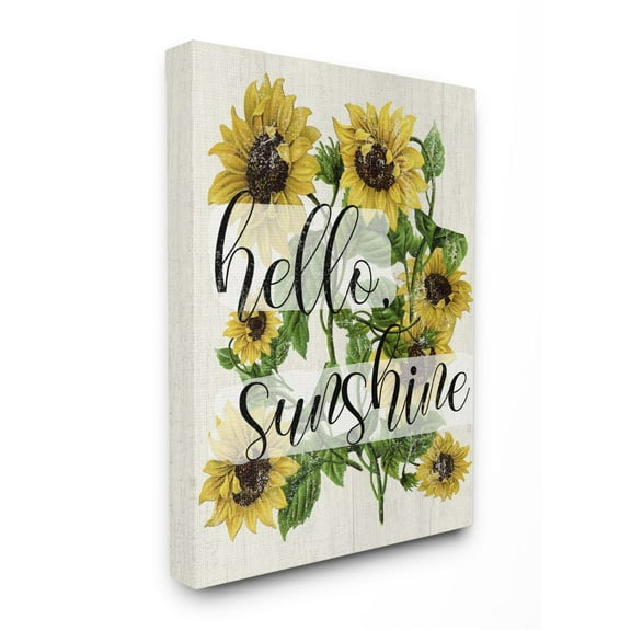 Stupell Industries Vintage Painted Sunflowers with Hello Sunshine Text Designed by Daphne Polselli