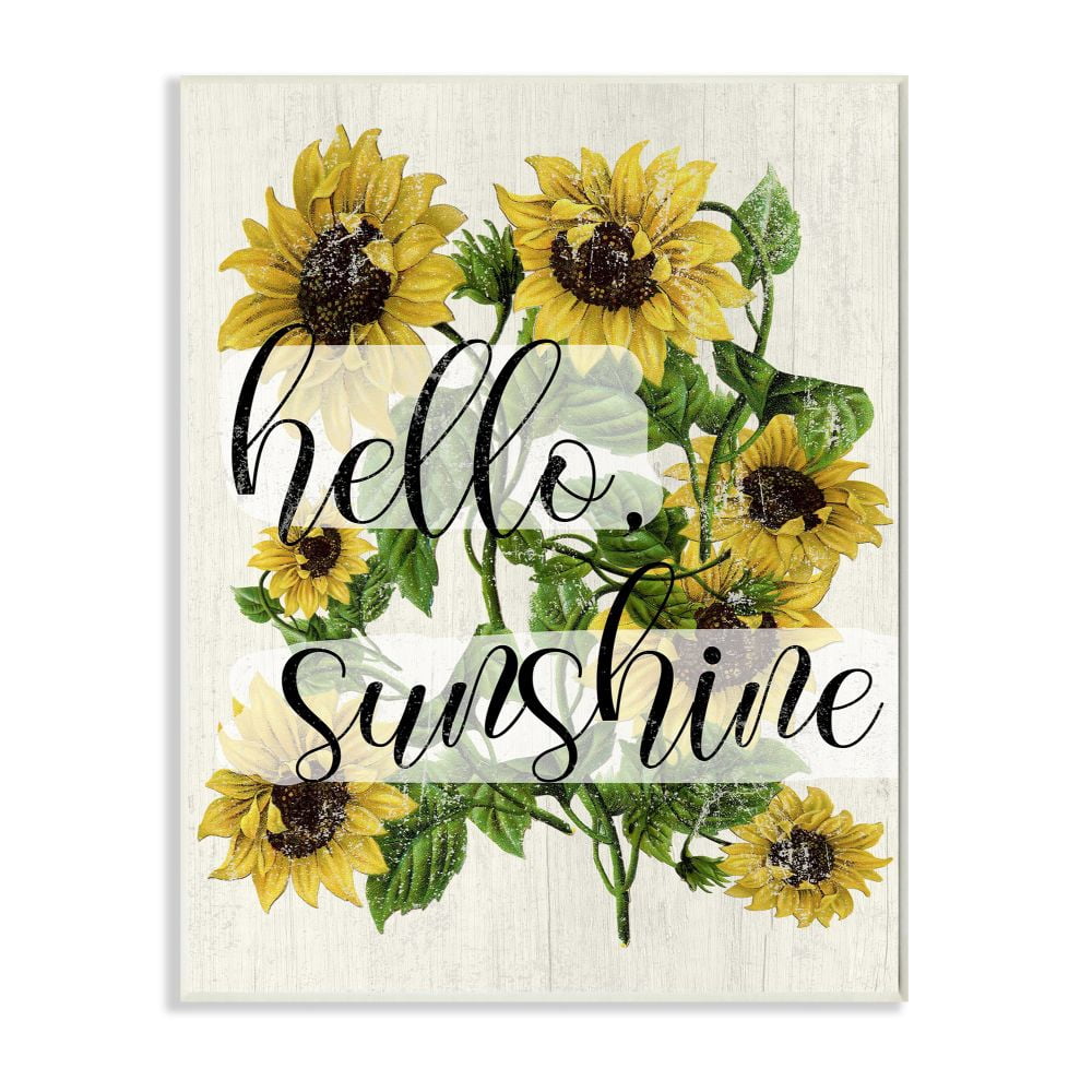 Stupell Industries Vintage Painted Sunflowers with Hello Sunshine Text Designed by Daphne Polselli
