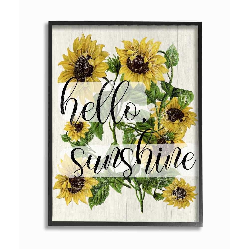 Stupell Industries Vintage Painted Sunflowers with Hello Sunshine Text Designed by Daphne Polselli