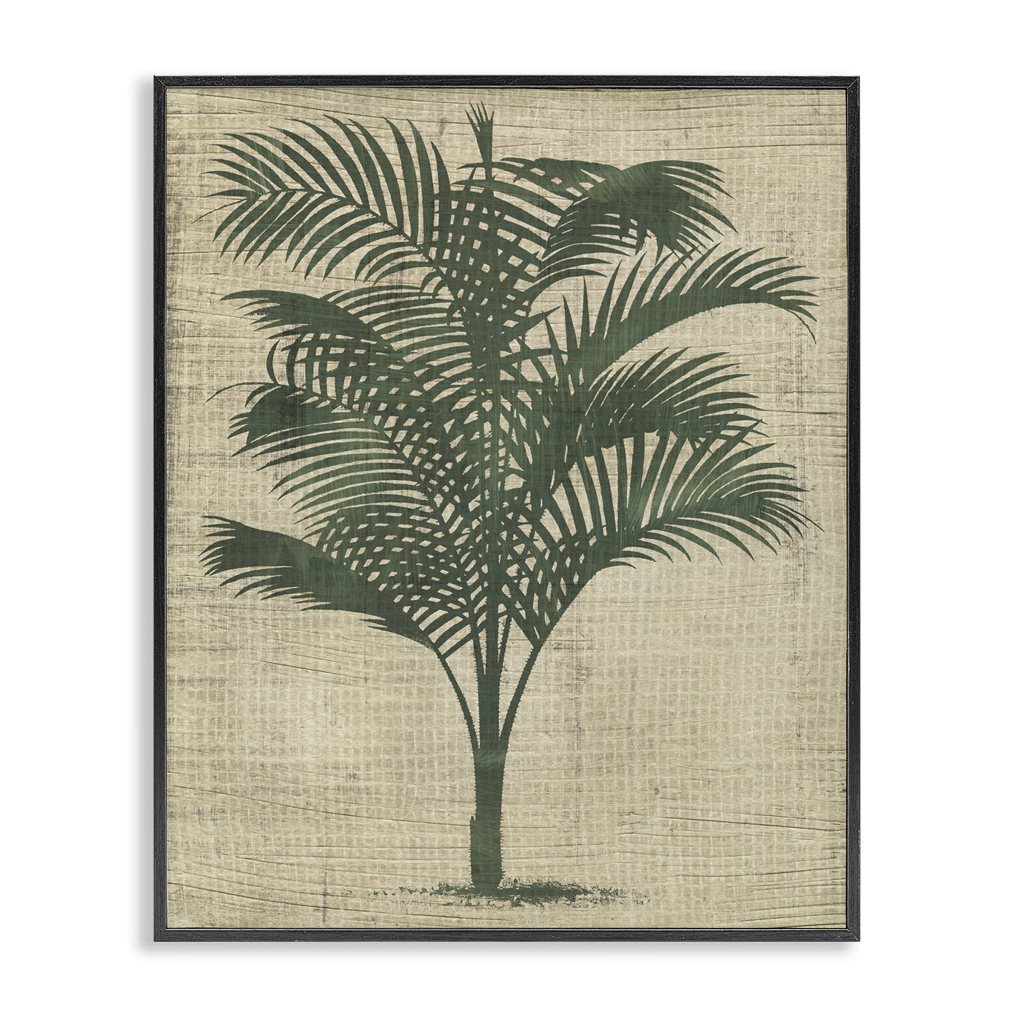 Stupell Industries Vintage Palm Plant Plants & Flowers Painting Black Framed Art Print Wall Art, 24 x 30