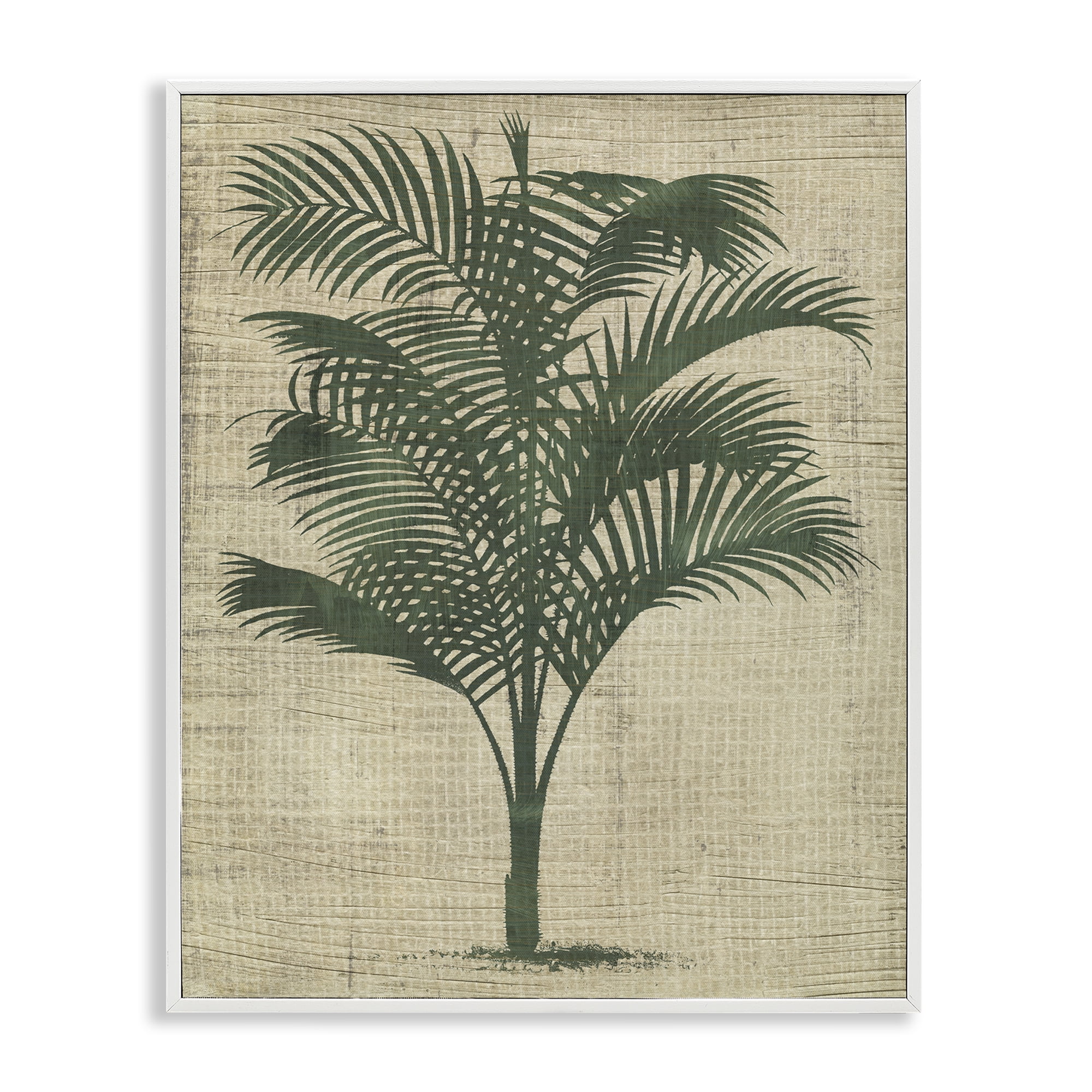 Stupell Industries Vintage Palm Plant Plants & Flowers Painting White Framed Art Print Wall Art, 16 x 20