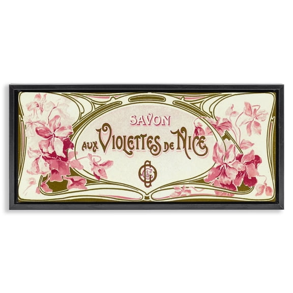Stupell Industries Vintage Paris Violettes Black Framed Floater Canvas Wall Art design by Sophie 6, 11 x 25
