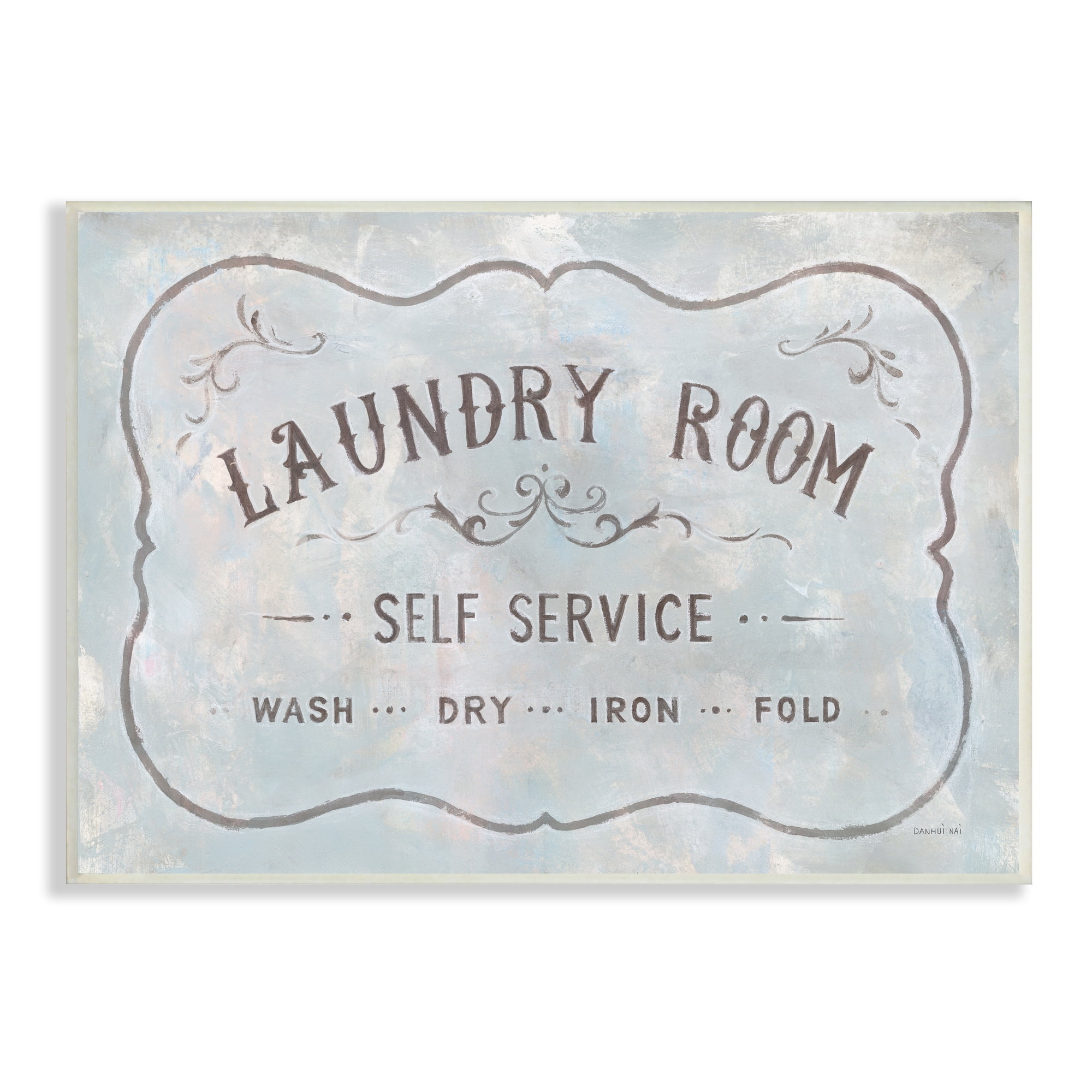 Stupell Industries Vintage Parisian Laundry Room Sign Self Service Grey, 19 x 13, Design by Danhui Nai