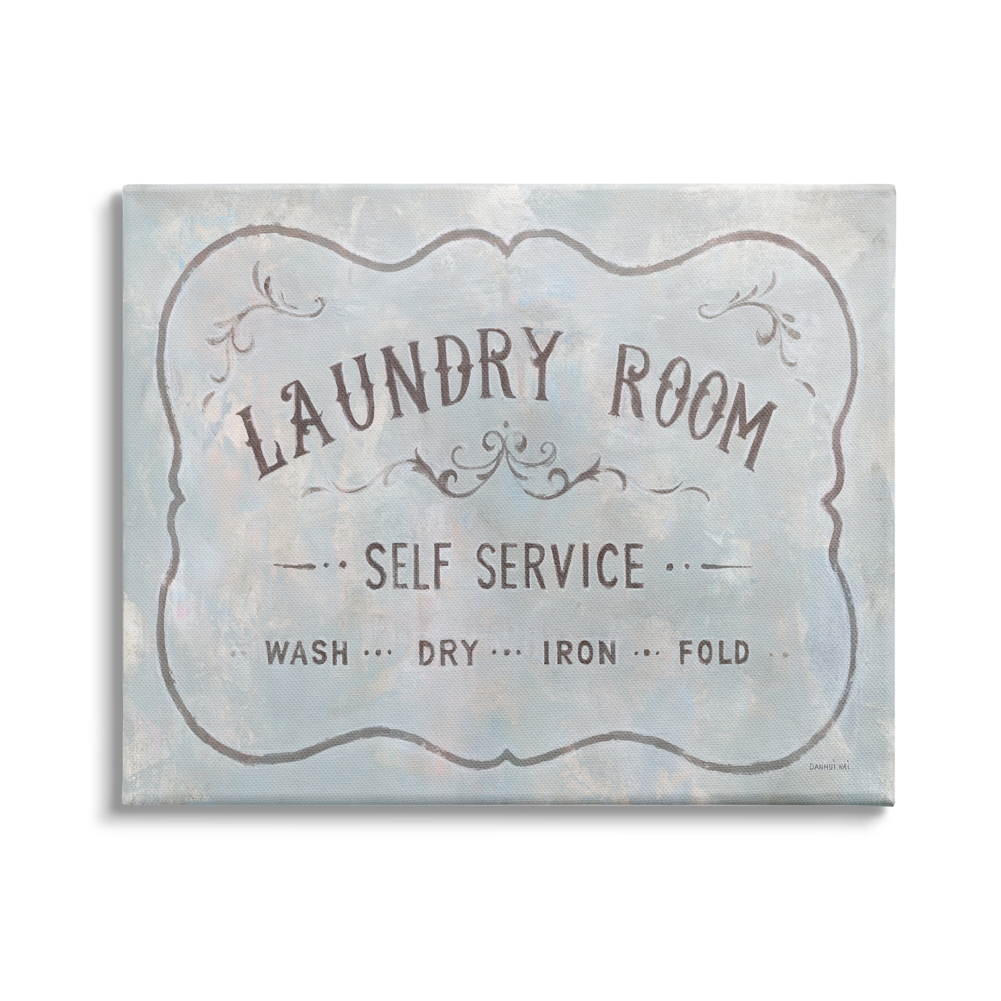 Stupell Industries Vintage Parisian Laundry Room Sign Self Service Grey, 48 x 36, Design by Danhui Nai