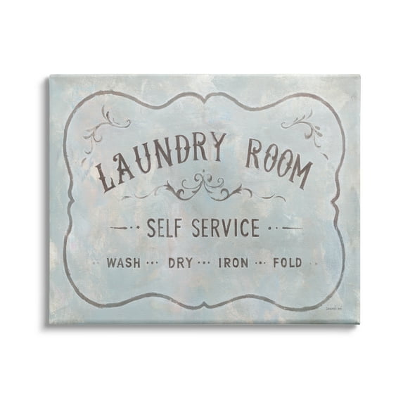 Stupell Industries Vintage Parisian Laundry Room Sign Self Service Grey, 48 x 36, Design by Danhui Nai