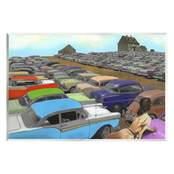 Stupell Industries Vintage Parking Lot Transportation Painting Unframed Art Print Wall Art, 19 x 13