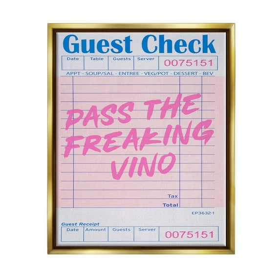 Stupell Industries Vintage Pass the Vino Inspirational Painting Gold Floater Framed Canvas Art Print Wall Art, 25 x 31