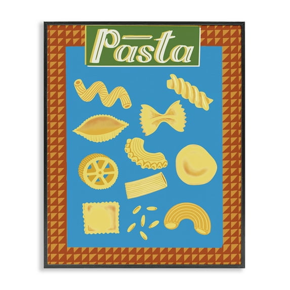 Stupell Industries Vintage Pasta Types Food & Beverage Painting Black Framed Art Print Wall Art, 16 x 20
