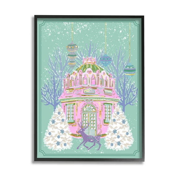 Stupell Industries Vintage Pastel Holiday Reindeer Graphic Art Black Framed Art Print Wall Art, Design by Melissa Wang