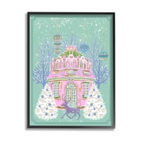 Stupell Industries Vintage Pastel Holiday Reindeer Graphic Art Black Framed Art Print Wall Art, Design by Melissa Wang