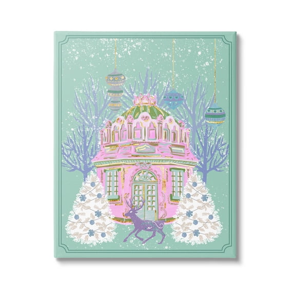 Stupell Industries Vintage Pastel Holiday Reindeer Graphic Art Gallery Wrapped Canvas Print Wall Art, Design by Melissa Wang