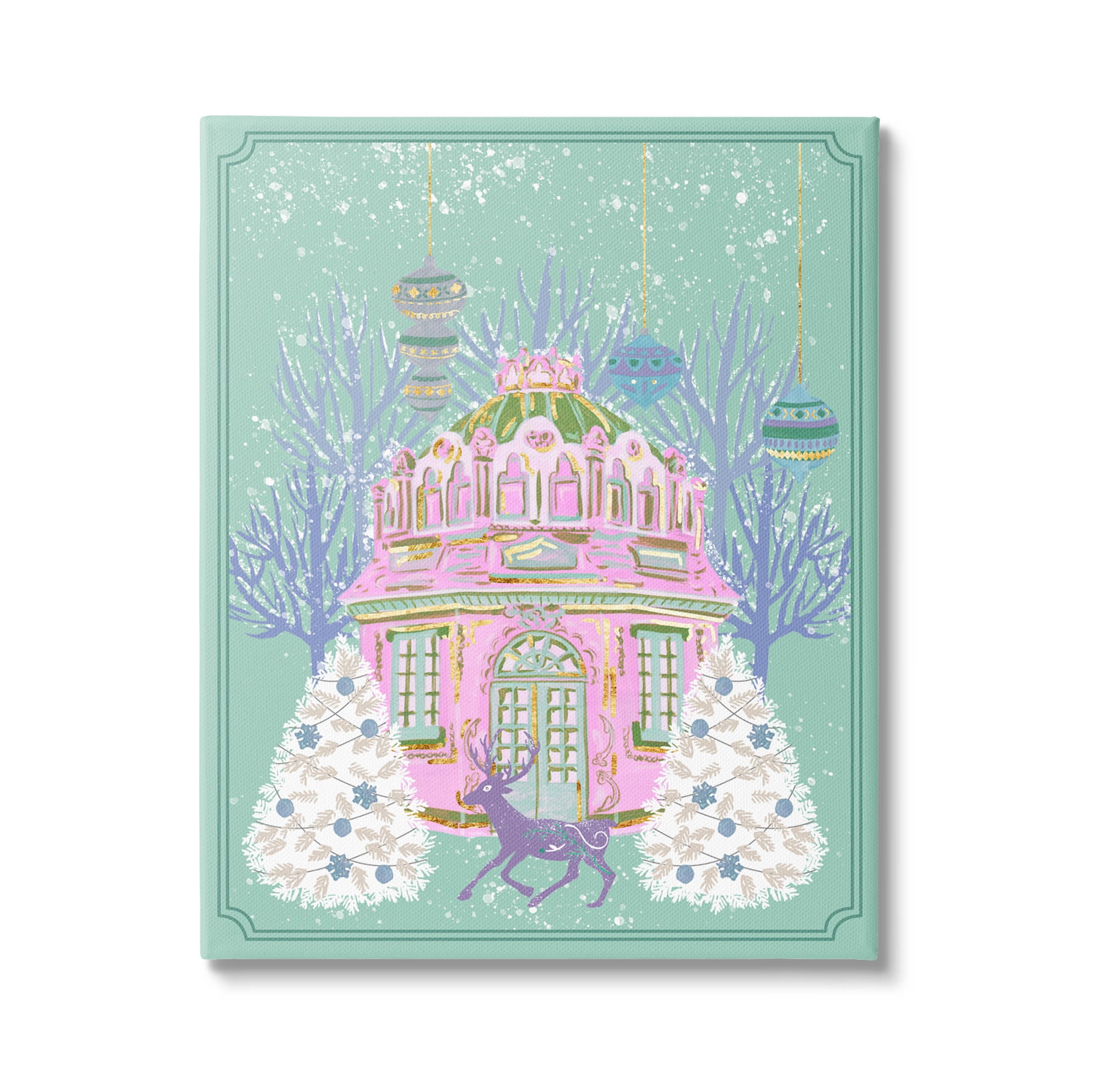 Stupell Industries Vintage Pastel Holiday Reindeer Graphic Art Gallery Wrapped Canvas Print Wall Art, Design by Melissa Wang