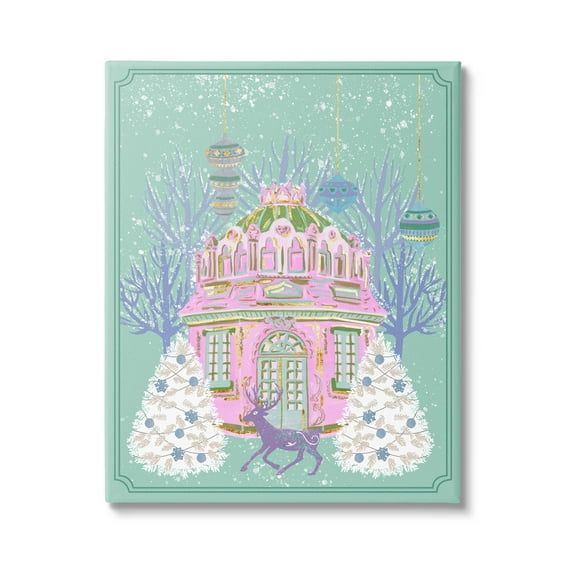 Stupell Industries Vintage Pastel Holiday Reindeer Graphic Art Gallery Wrapped Canvas Print Wall Art, Design by Melissa Wang