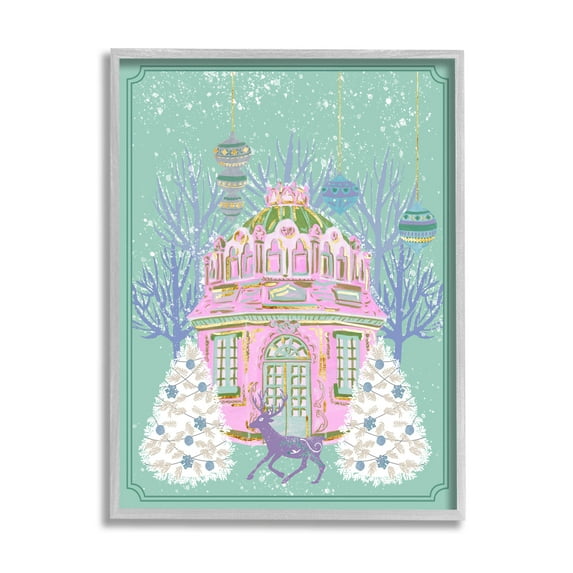 Stupell Industries Vintage Pastel Holiday Reindeer Graphic Art Gray Framed Art Print Wall Art, Design by Melissa Wang