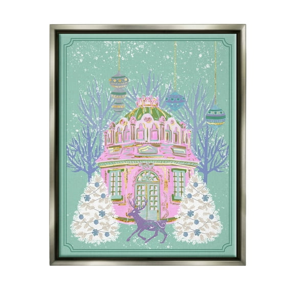 Stupell Industries Vintage Pastel Holiday Reindeer Graphic Art Luster Gray Floating Framed Canvas Print Wall Art, Design by Melissa Wang