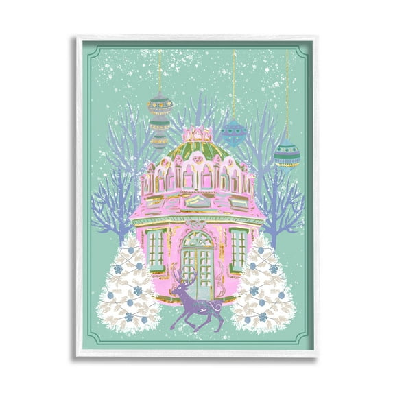 Stupell Industries Vintage Pastel Holiday Reindeer Graphic Art White Framed Art Print Wall Art, Design by Melissa Wang