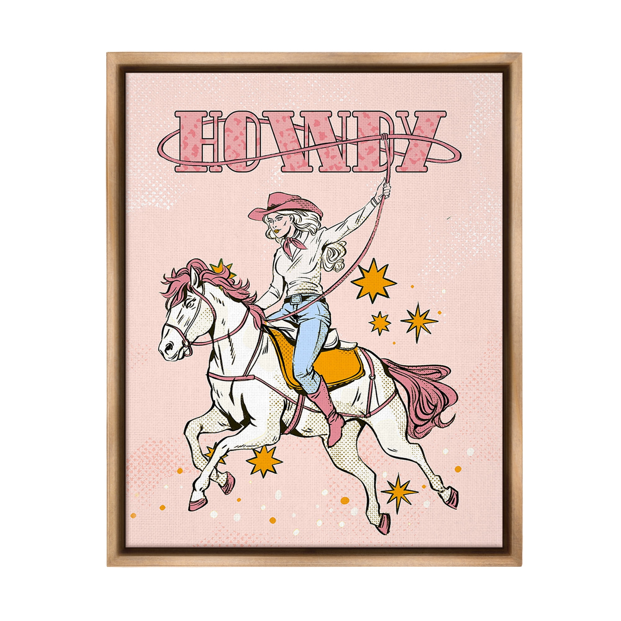 Stupell Industries Vintage Pastel Howdy Animals & Insects Painting Brown Floater Framed Canvas Art Print Wall Art, 25 x 31