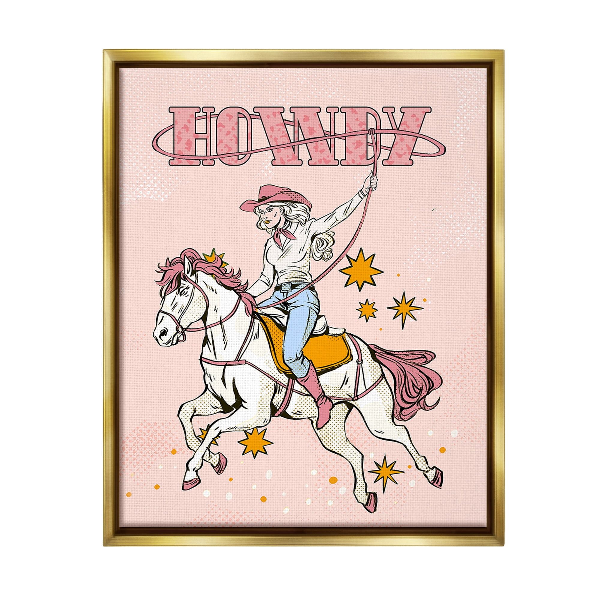 Stupell Industries Vintage Pastel Howdy Animals & Insects Painting Gold Floater Framed Canvas Art Print Wall Art, 25 x 31