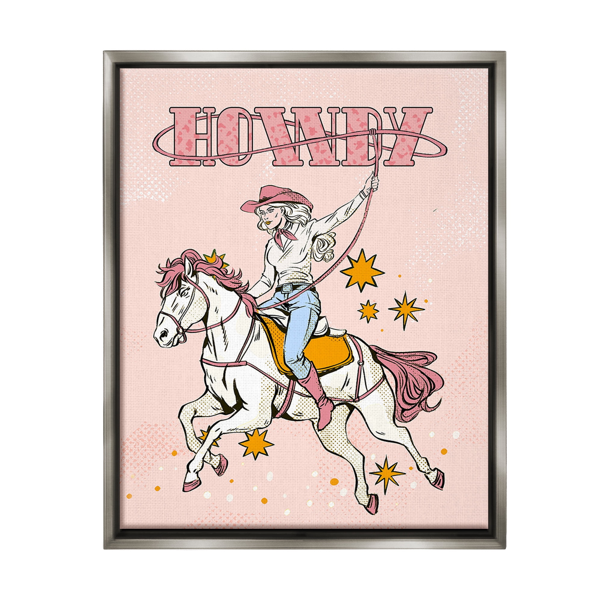 Stupell Industries Vintage Pastel Howdy Animals & Insects Painting Gray Floater Framed Canvas Art Print Wall Art, 17 x 21