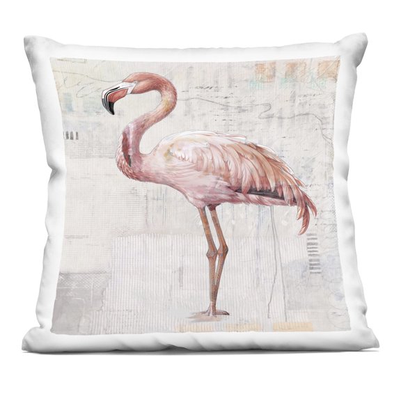 Stupell Industries - Vintage Pattern Flamingo Throw Pillow 18" x 18" by Karen Smith