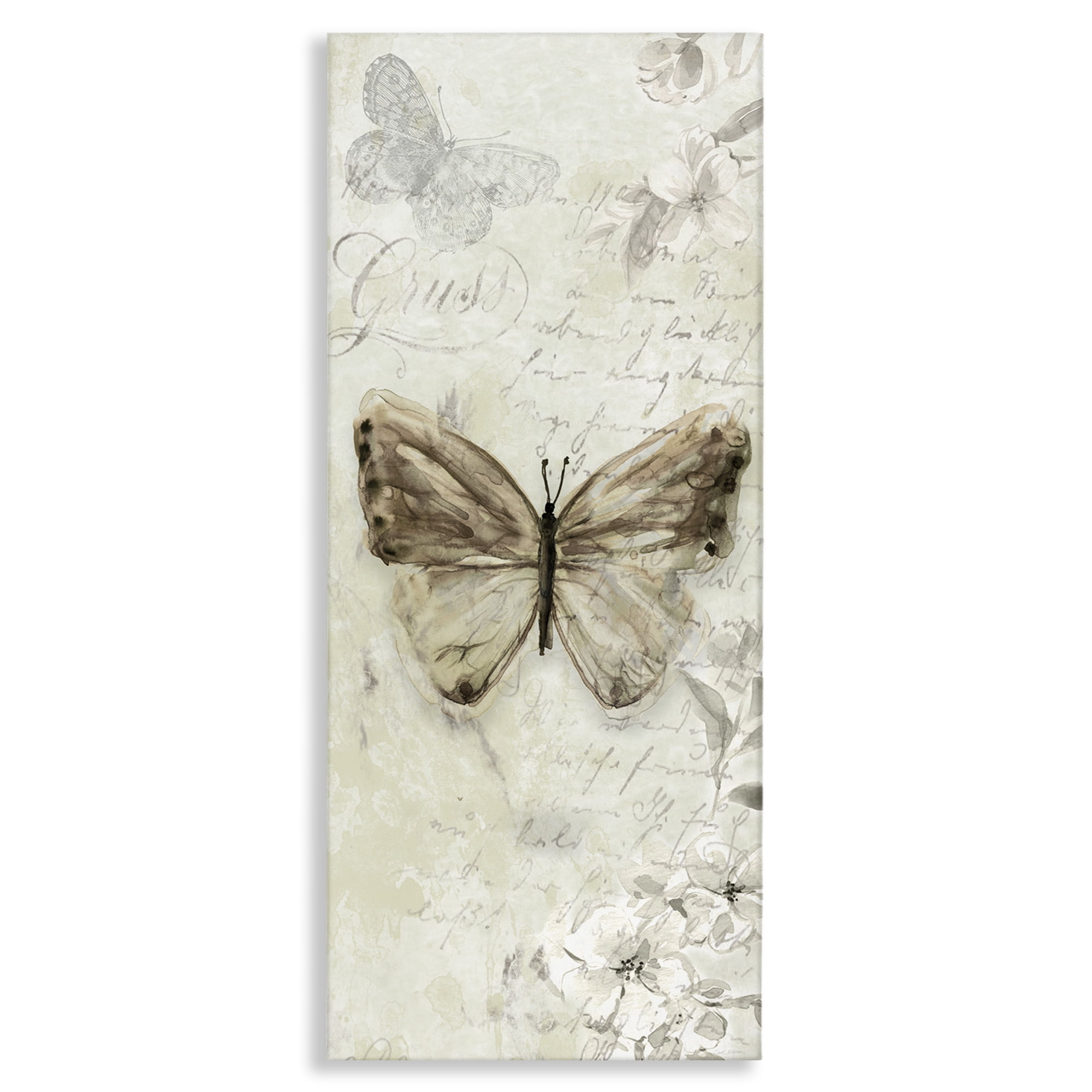 Stupell Industries Vintage Patterned Butterfly Animals & Insects Painting Gallery Wrapped Canvas Art Print Wall Art, 20 x 48