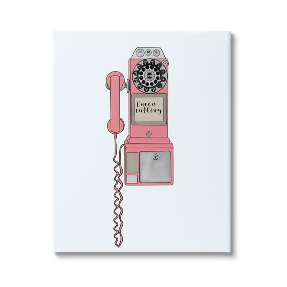 Stupell Industries Vintage Pay Phone Chic Queen Calling Calligraphy Graphic Art Gallery Wrapped Canvas Print Wall Art, Design by Ashley Singleton
