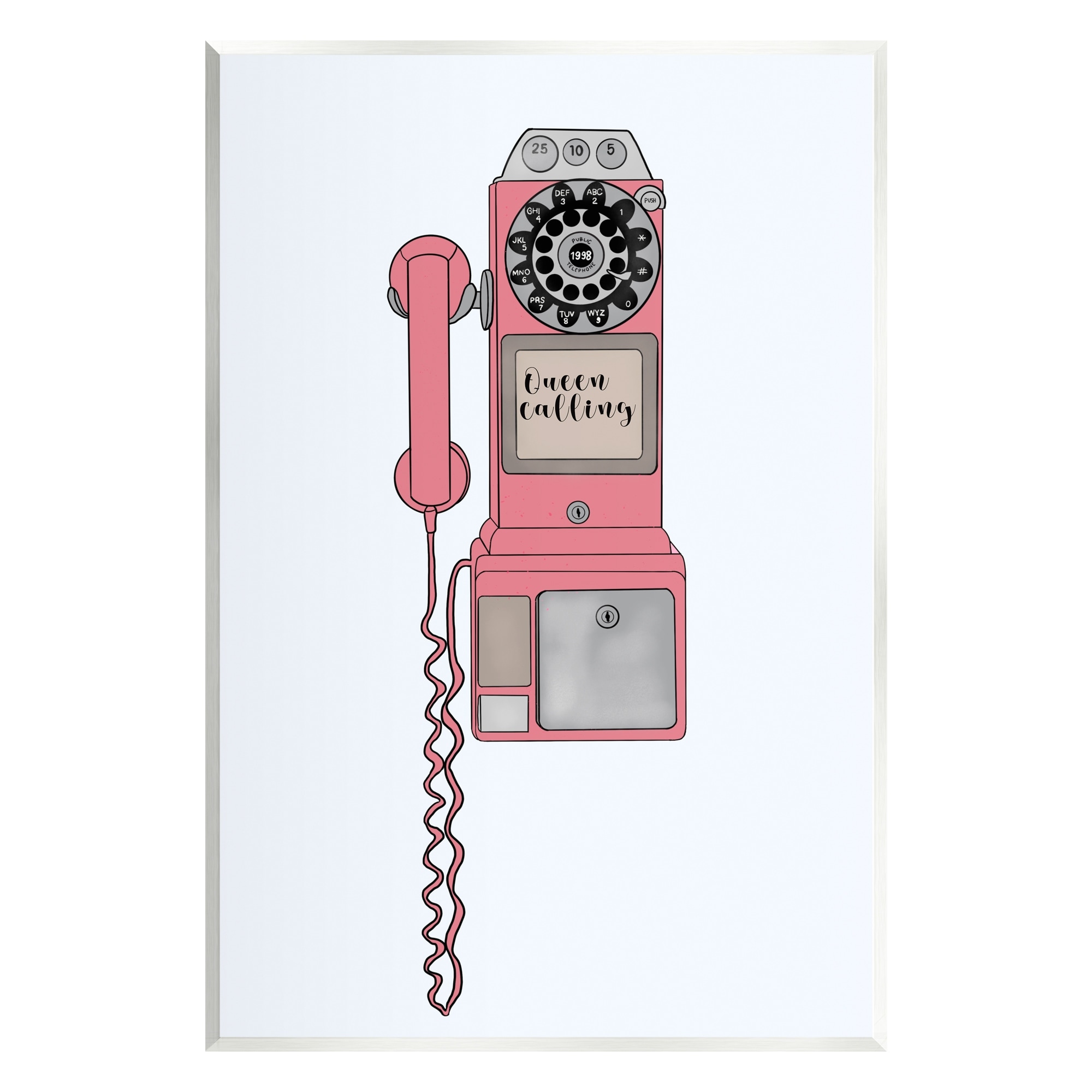 Stupell Industries Vintage Pay Phone Chic Queen Calling Calligraphy Graphic Art Unframed Art Print Wall Art, Design by Ashley Singleton