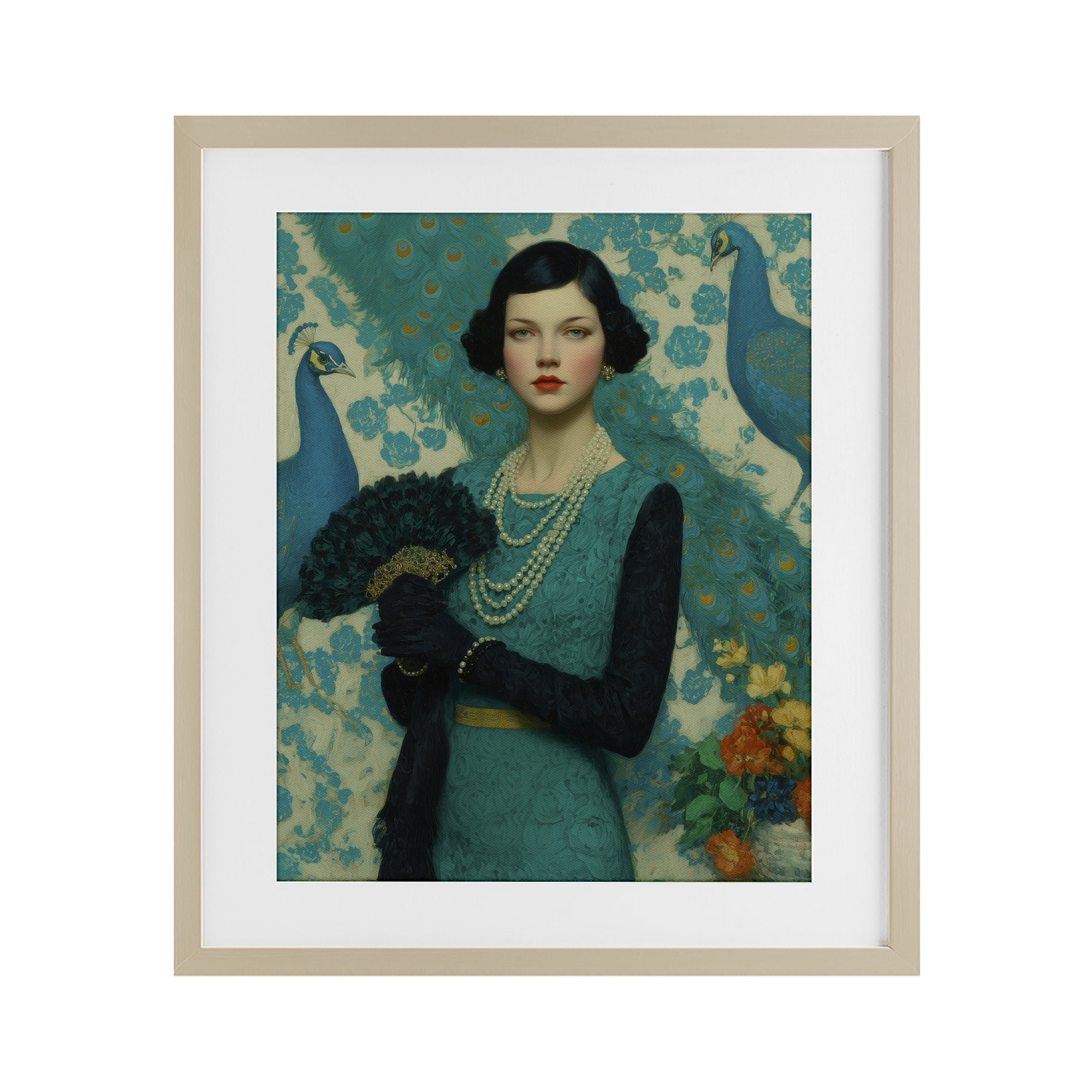 Stupell Industries Vintage Peacock Poise Birch Framed Print Under Glass, design by A Barefoot Stylist