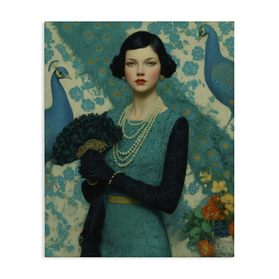 Stupell Industries Art Deco Vintage Peacock Poise Canvas Art, 24 x 30, by A Barefoot Stylist