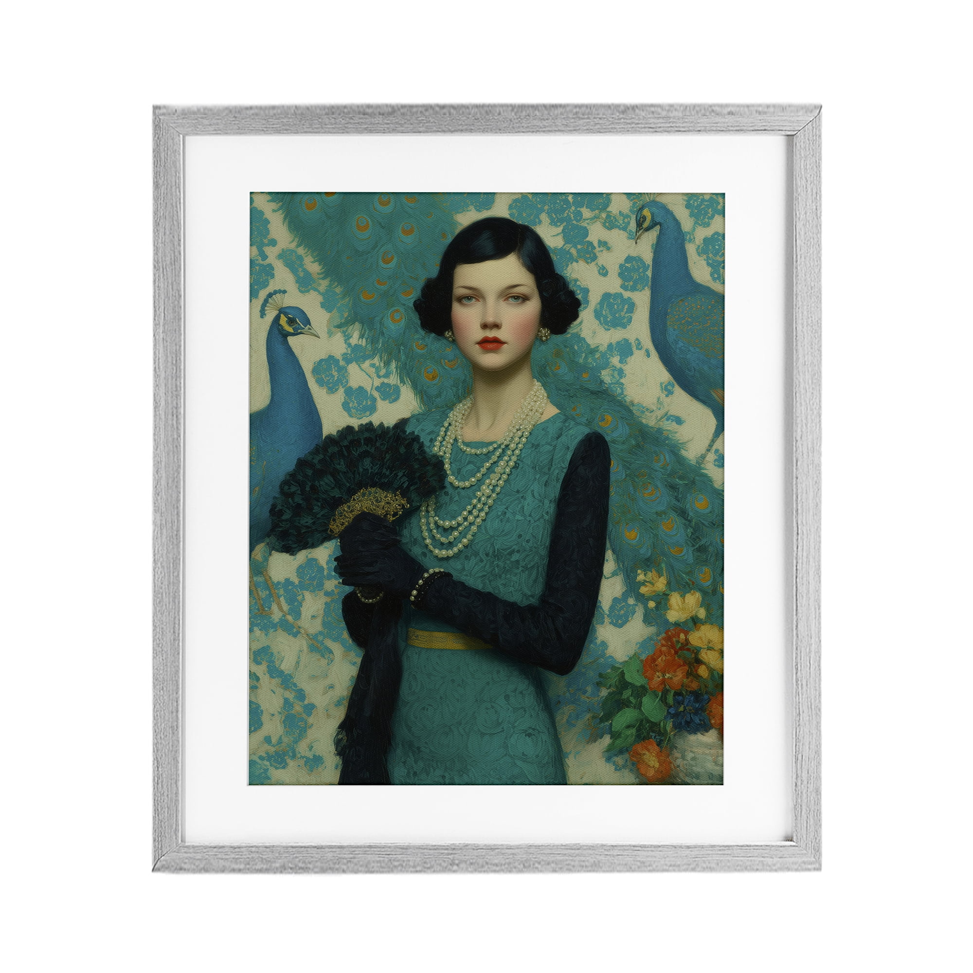 Stupell Industries Vintage Peacock Poise Gray Framed Print Under Glass, design by A Barefoot Stylist