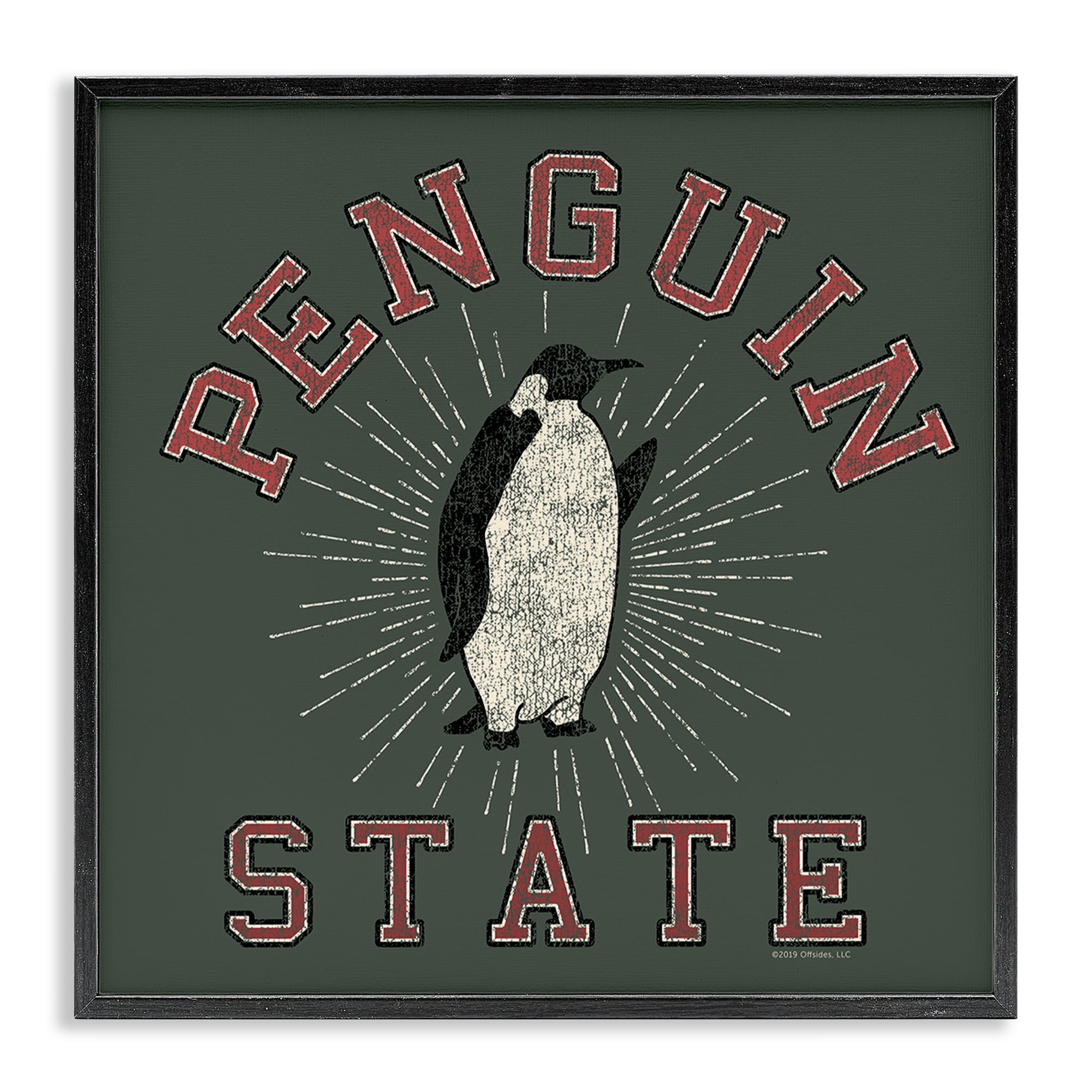Stupell Industries Vintage Penguin State Animals Painting Black Framed Art Print Wall Art, 12 x 12