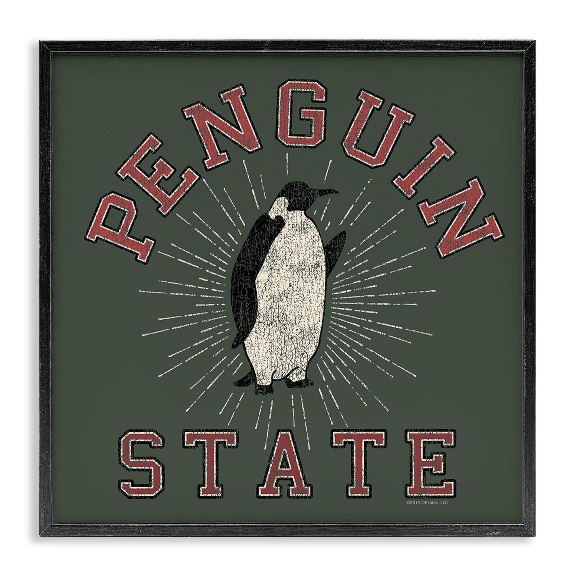 Stupell Industries Vintage Penguin State Animals Painting Black Framed Art Print Wall Art, 17 x 17