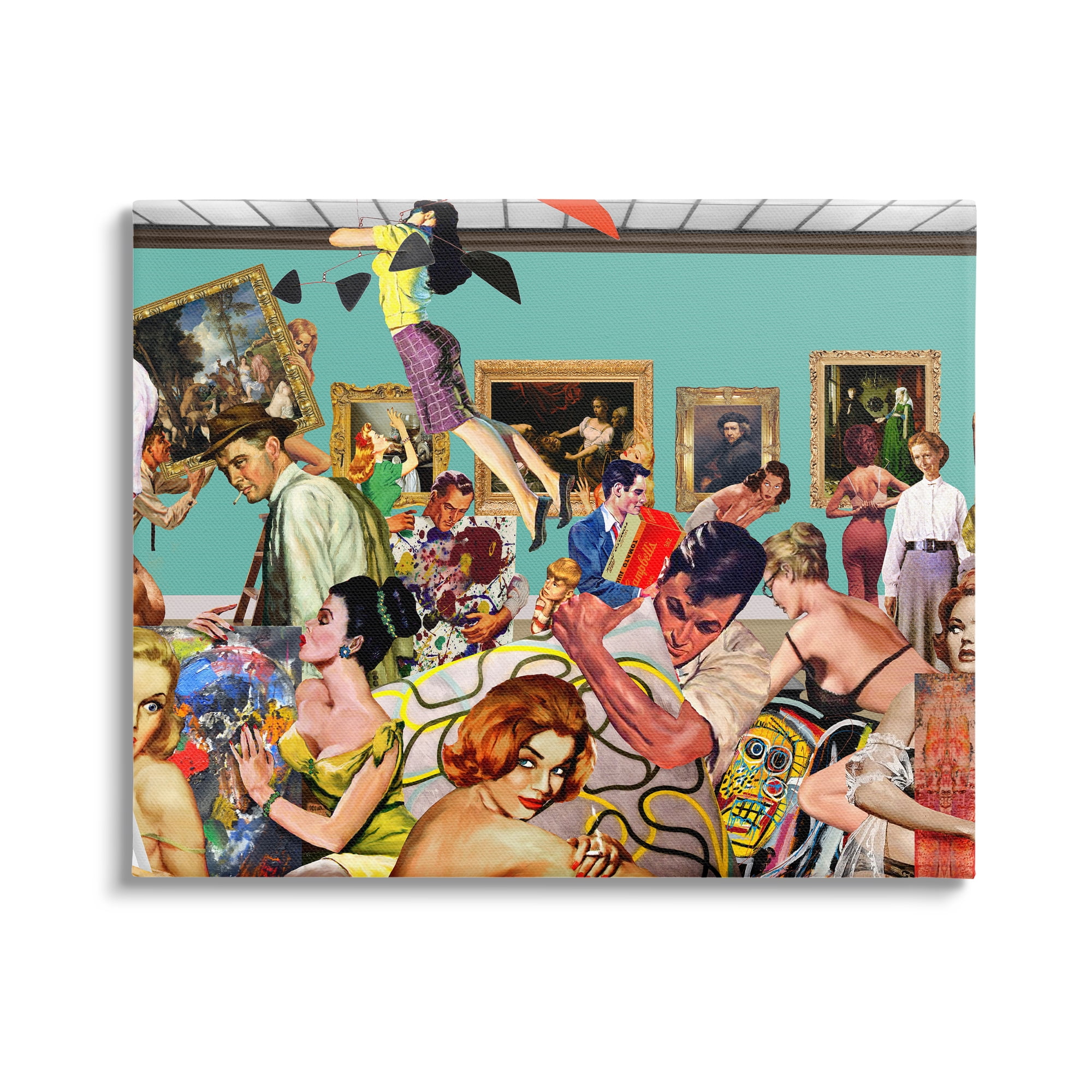 Stupell Industries Vintage People Collage Novelty Painting Gallery Wrapped Canvas Art Print Wall Art, 30 x 24