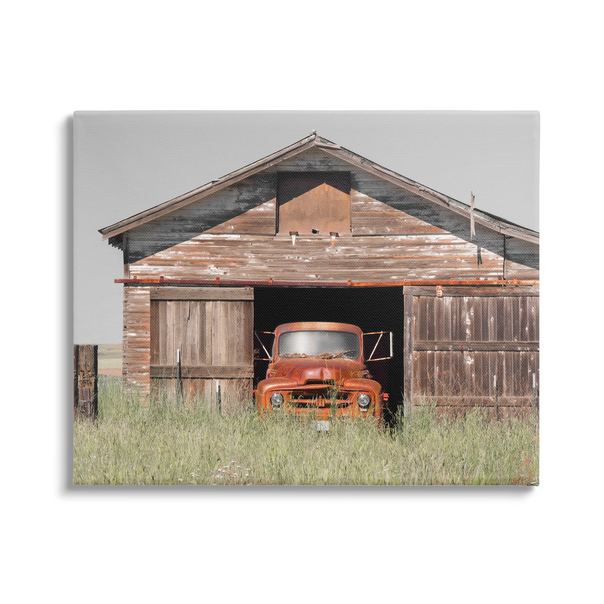 Stupell Industries Vintage Pickup Truck Weathered Country Barn Farmland Painting Gallery Wrapped Canvas Print Wall Art, Design by Danita Delimont